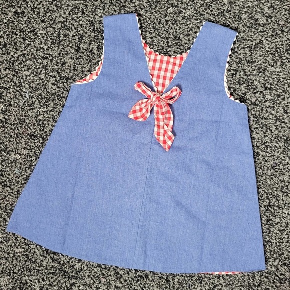 Vintage Chambray Gingham Romper Dress - Picture 3 of 3